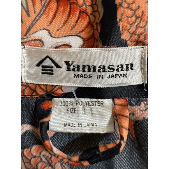 JAPANESE KIMONO Black Orange Dragons Unbelted Size 34 Men Small Women XL - Picture 5 of 6